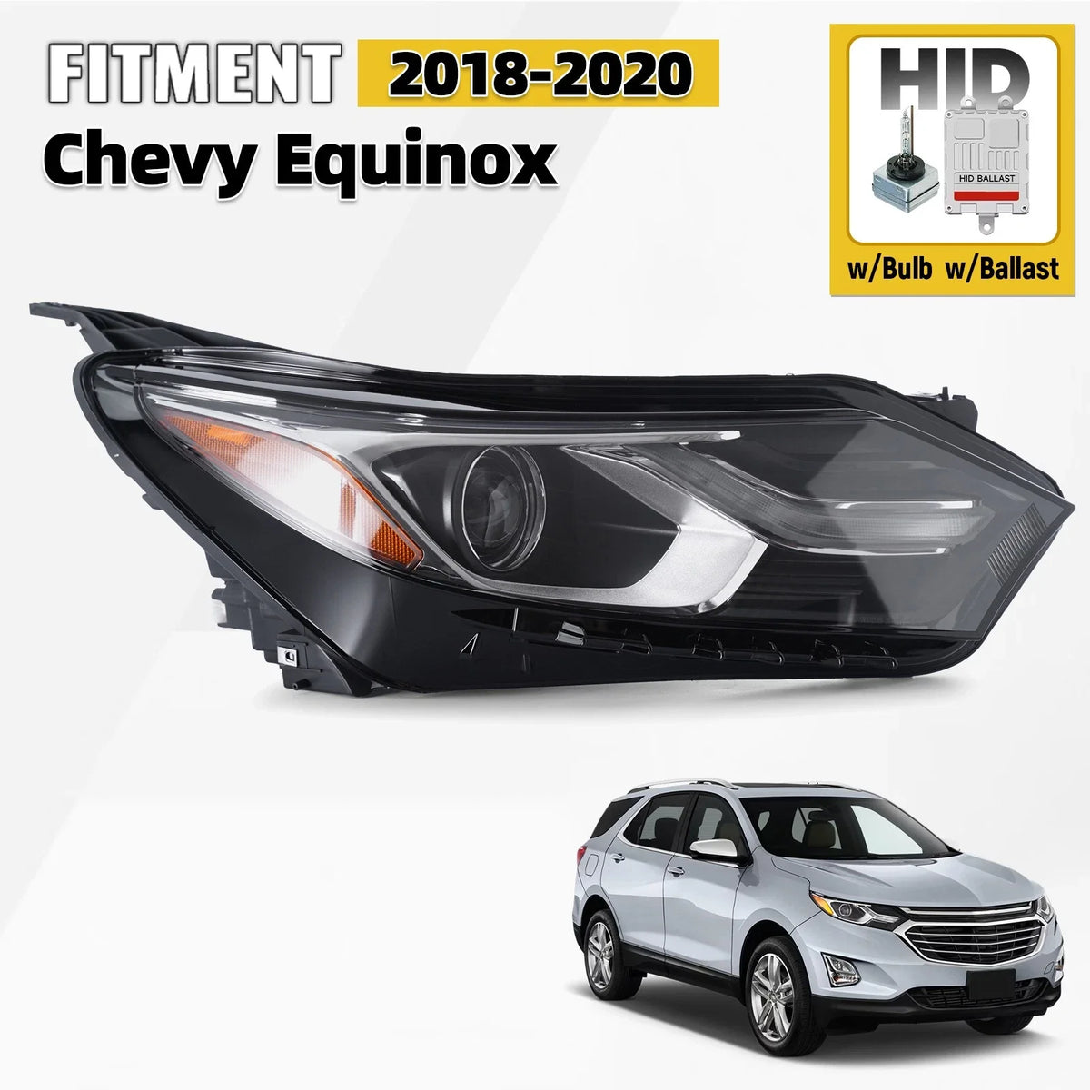 HID/Xenon Headlight for Equinox (2018–2021) Passenger Side w/ LED DRL RH