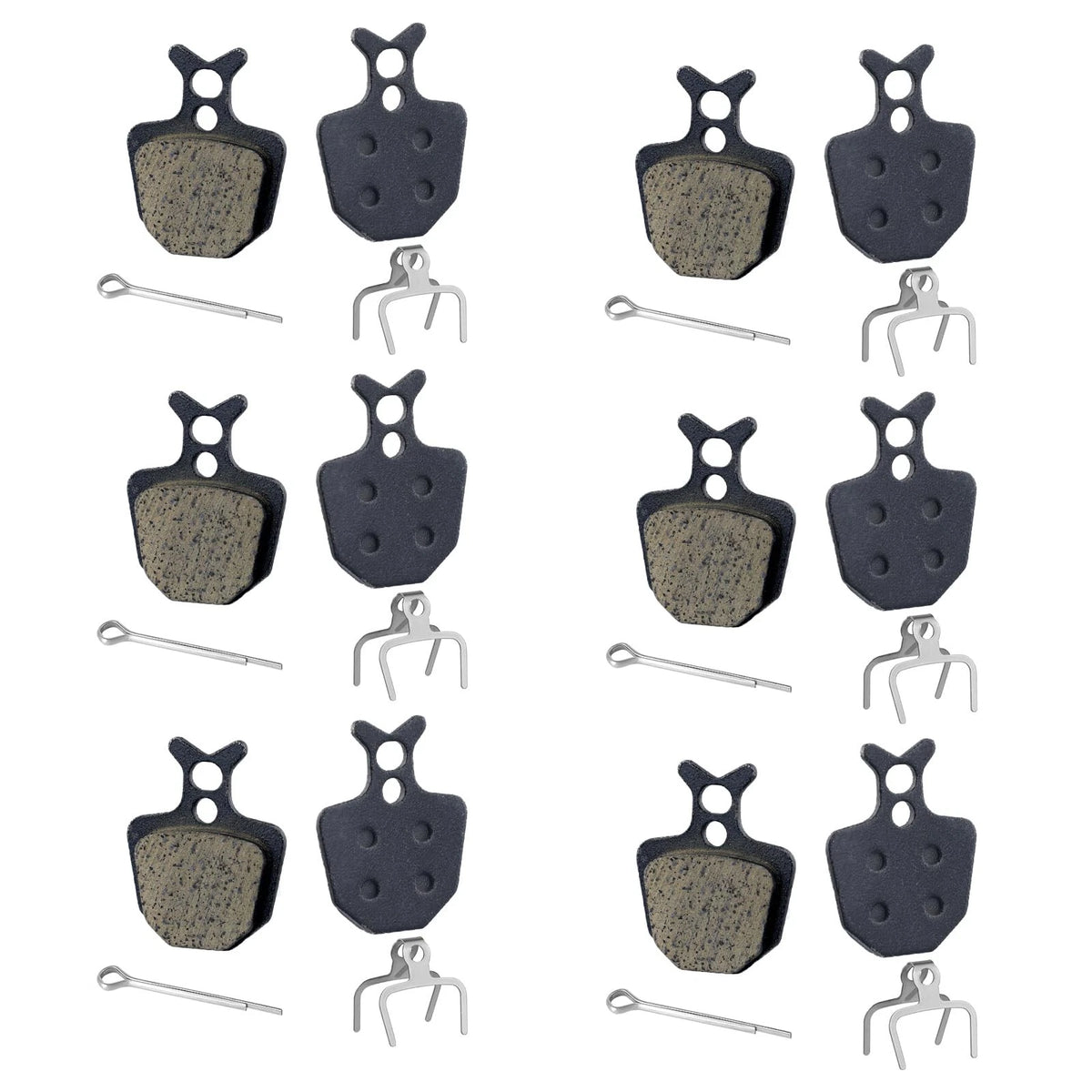 6 Pairs Brake Pads for Bike (Disc Medium, Black, Silver)