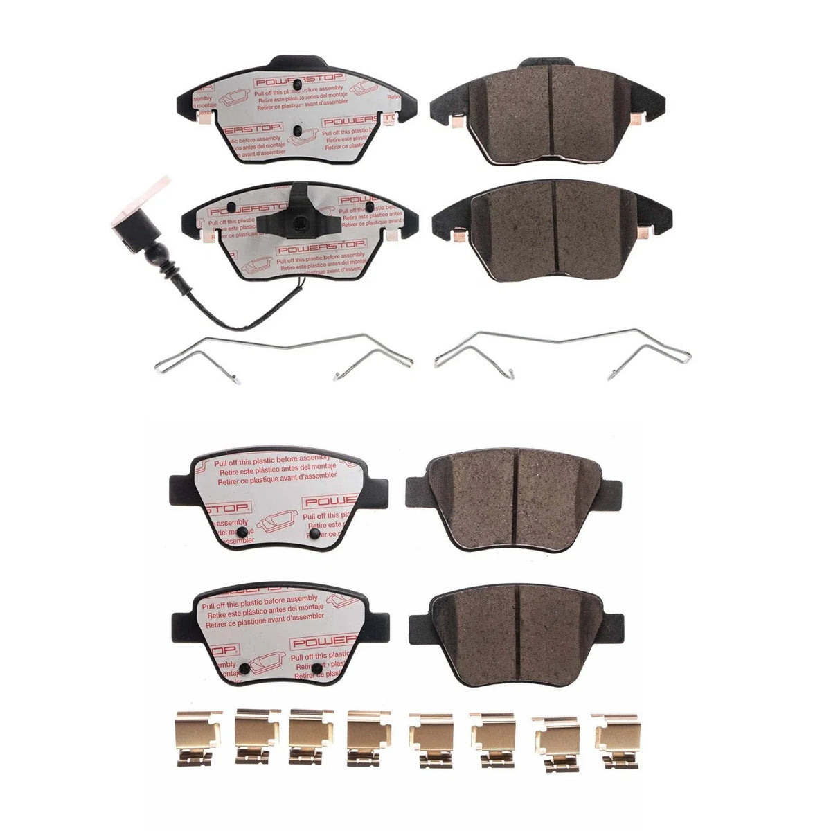 PowerStop 2X Front Rear Next Gen Euro Ceramic Disc Brake Pads Kit for A3 Golf Jetta (2015–2020)