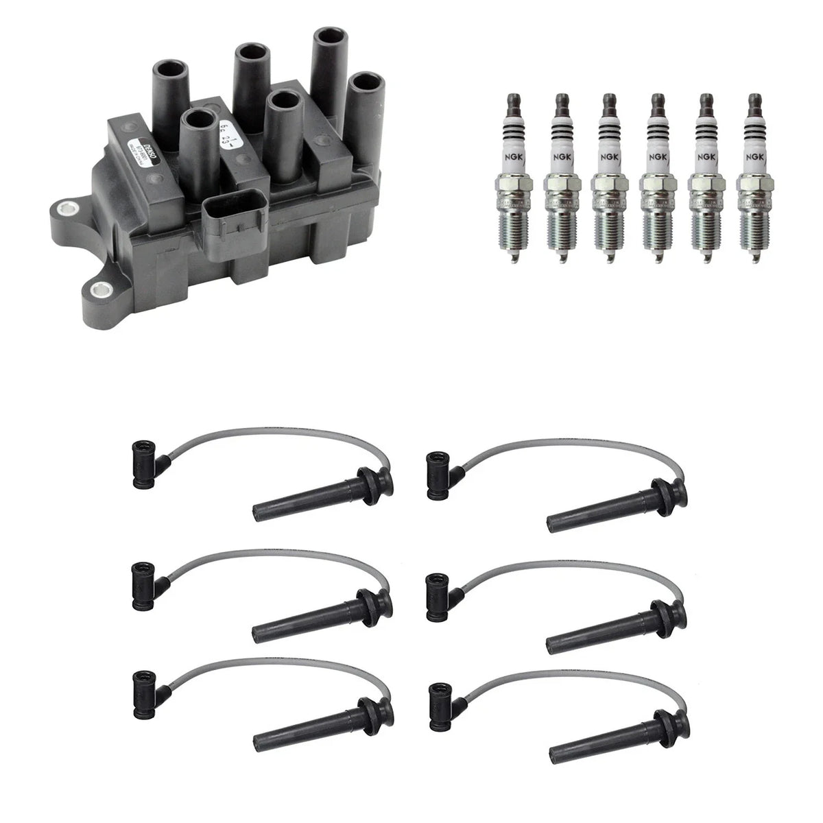 Set of 6 Denso Ignition Coil Wires & NGK Iridium Spark Plugs for Taurus