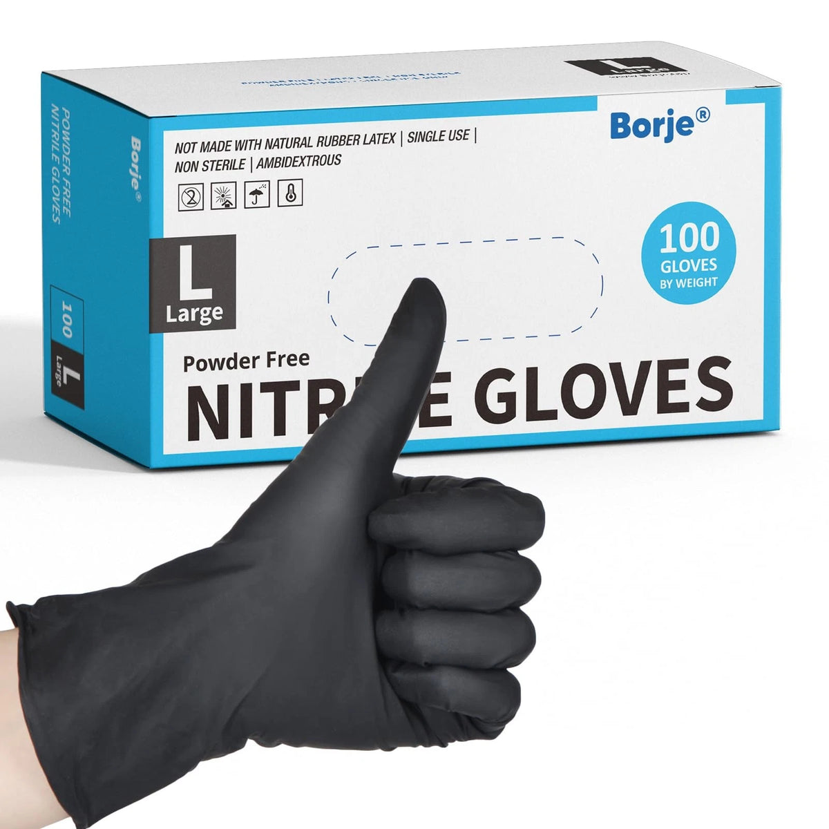 100 Count Disposable Nitrile Gloves Large for Automotive Use - Black