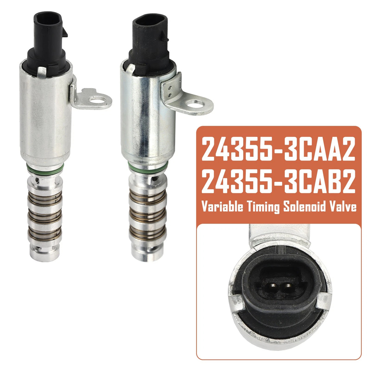 Left & Right Variable Valve Timing Solenoid for Hyundai V6 (3.3L 3.5L 3.8L) 24355-3CAA2, 24355-3CAB2, 243553CAA2, 243553CAB2