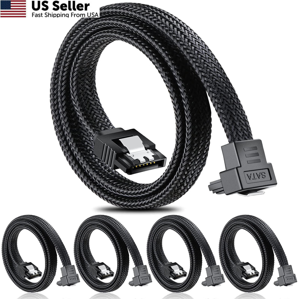 SATA III Cable for HDD SSD 90 Degree Right Angle 20 inches (No Part Numbers)