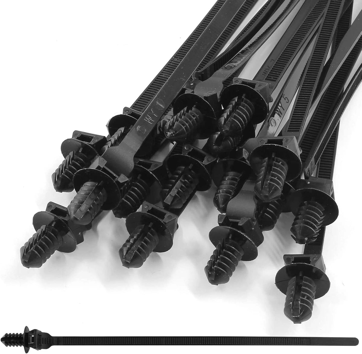 50 Pcs Black Nylon Push Mount Cable Zip Ties (205mm)