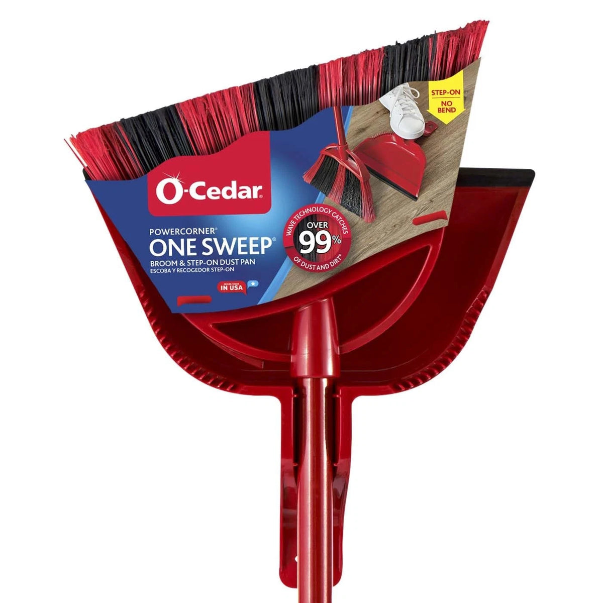 O-Cedar PowerCorner Sweep Broom with Step-on Dustpan