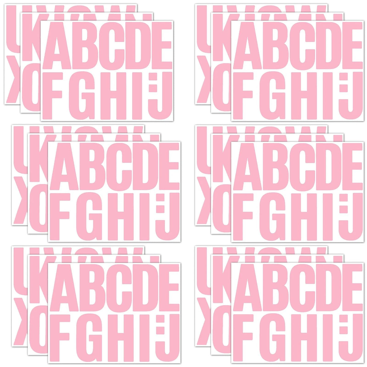 18 Sheets Capital Letter Stickers for Various Applications (4 Inch, Pink)