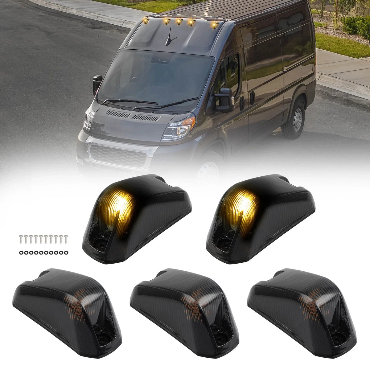 5PC Cab Roof Marker Running Lights for Ram ProMaster 1500 2500 3500 (2014–2017)