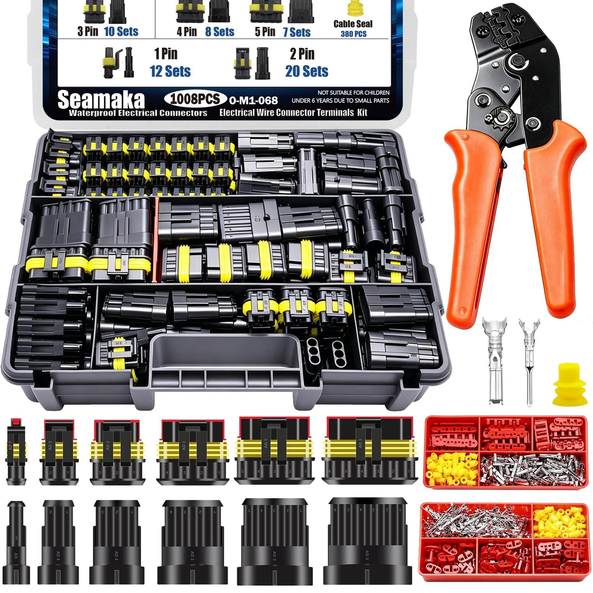 1008PCS Automotive Wire Connectors Kit with Ratchet Crimping Tool