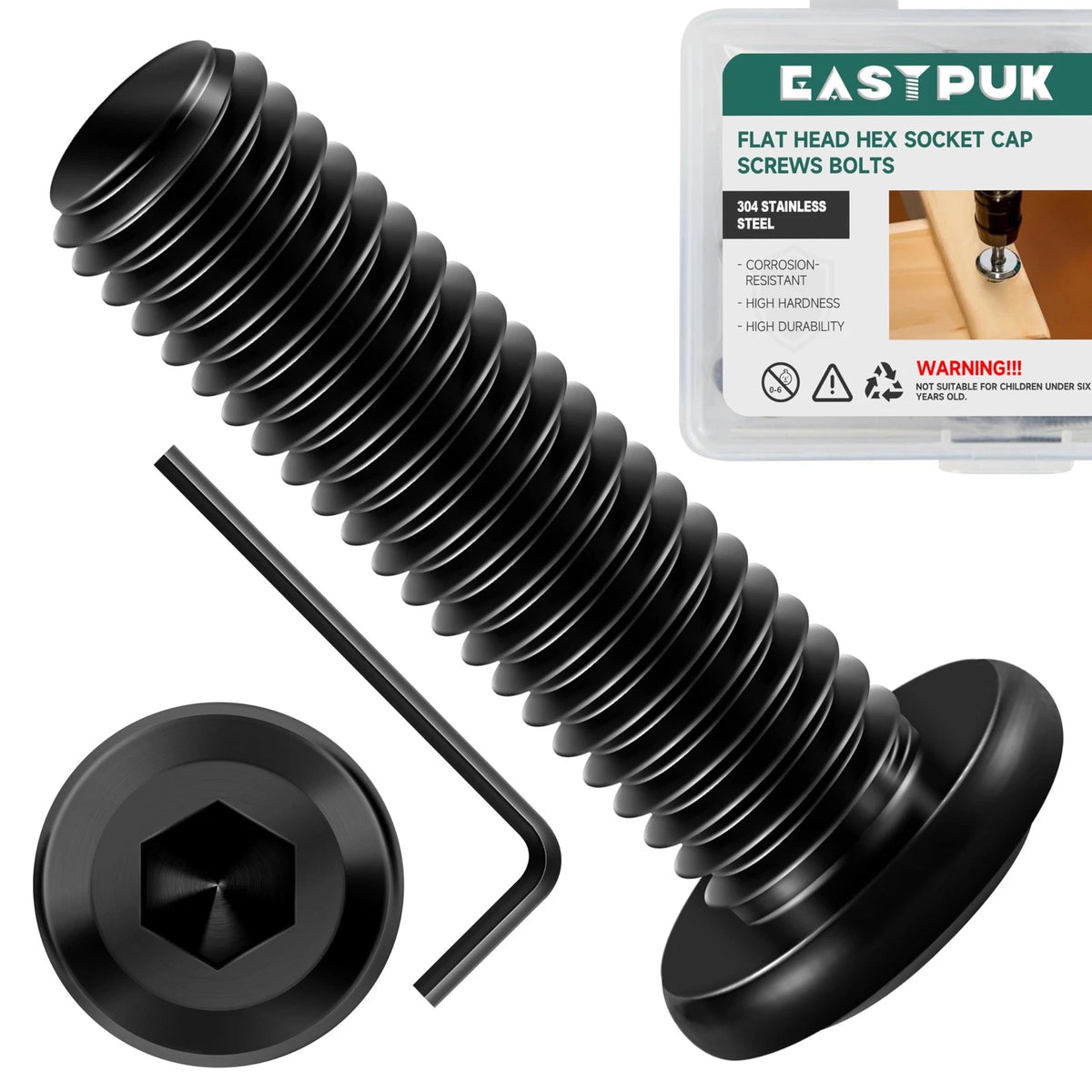 20Pcs M8-1.25 x 30mm Flat Head Socket Cap Screws for Automotive