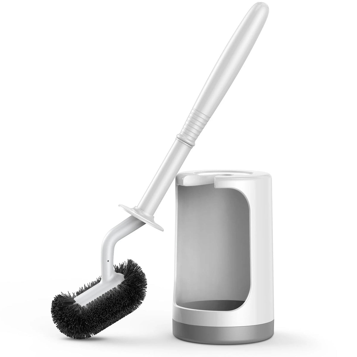 Toilet Bowl Brush Holder Set for Curved Design (1 Pack) - White