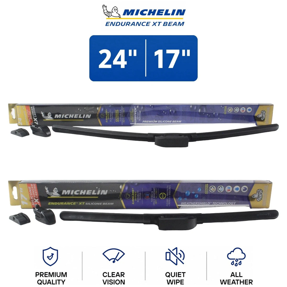 Set of 2 Michelin Endurance XT Beam Wiper Blades for Lexus (2007–2017)