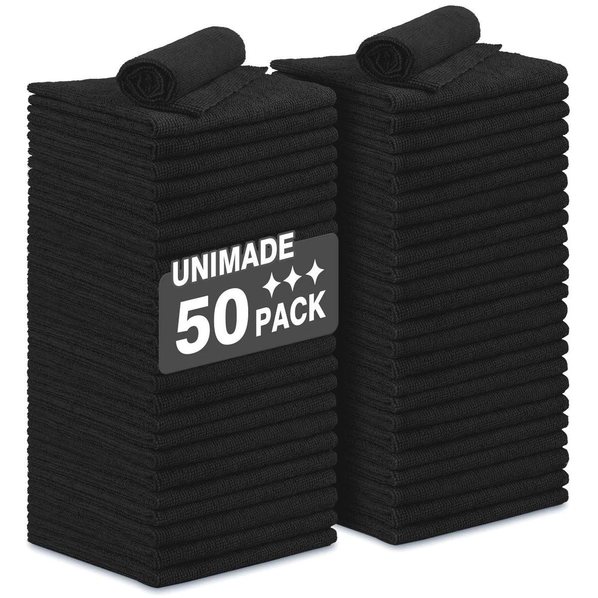 50 Pack Microfiber Cleaning Cloths for Cars (Reusable Shop Rags)
