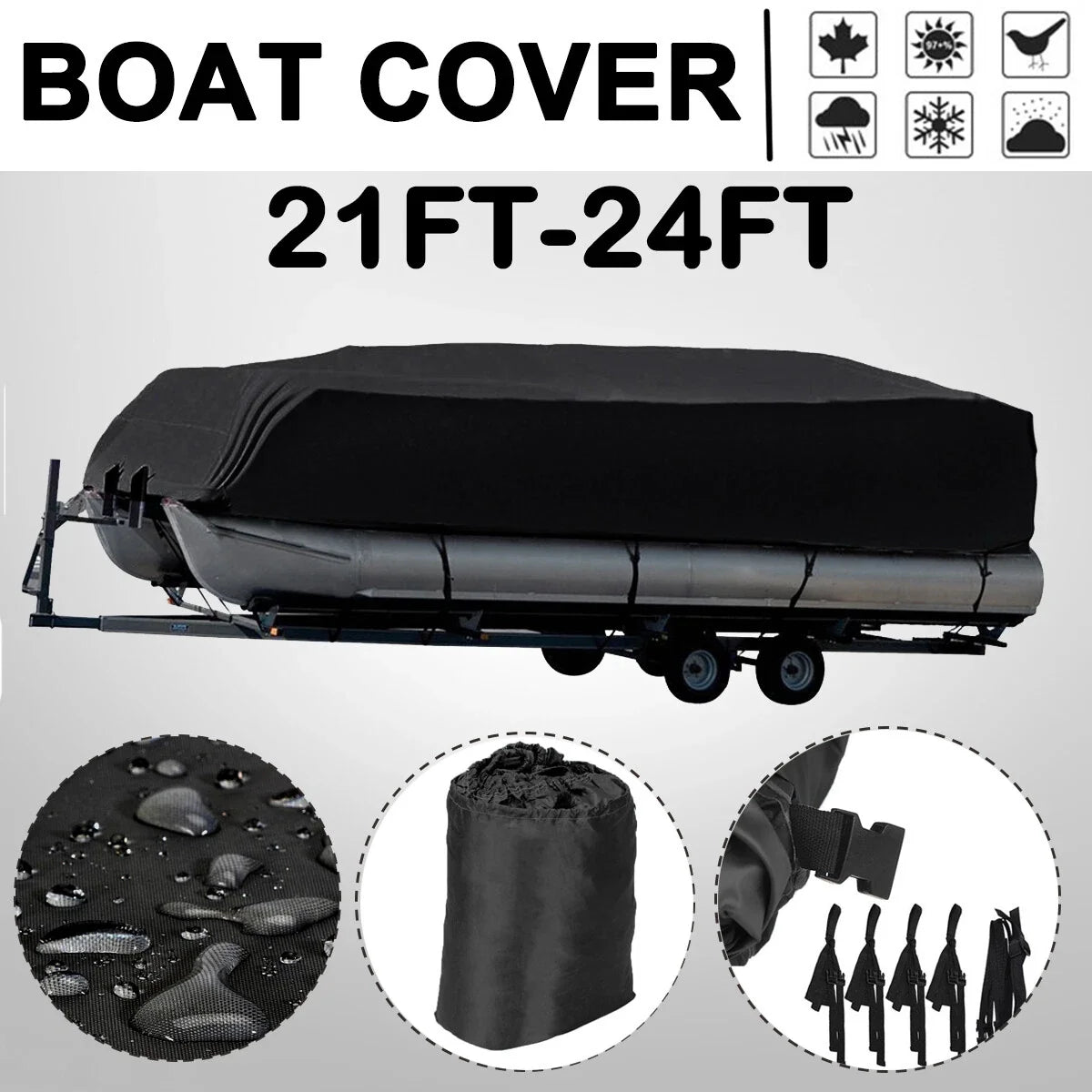 Trailerable Pontoon Boat Cover for NEVERLAND 21-24ft (2021–2024)