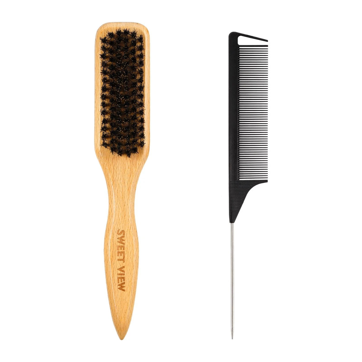 Slick Back Hair Brush for Smooth Flyaways (Wood Color)