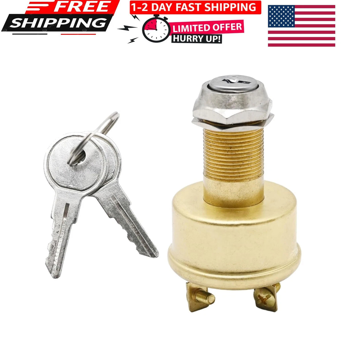 Heavy Duty Marine Ignition Switch for Boats (3 Position Off-On-Start)