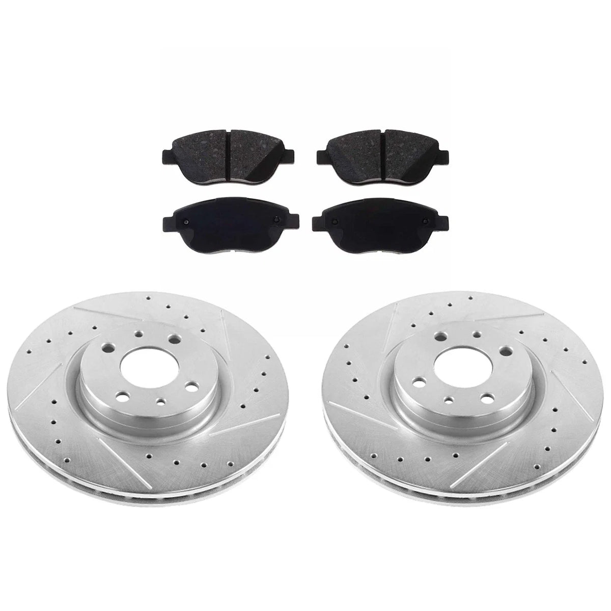 Set of 2 Brake Disc and Pad Kits for Fiat 500