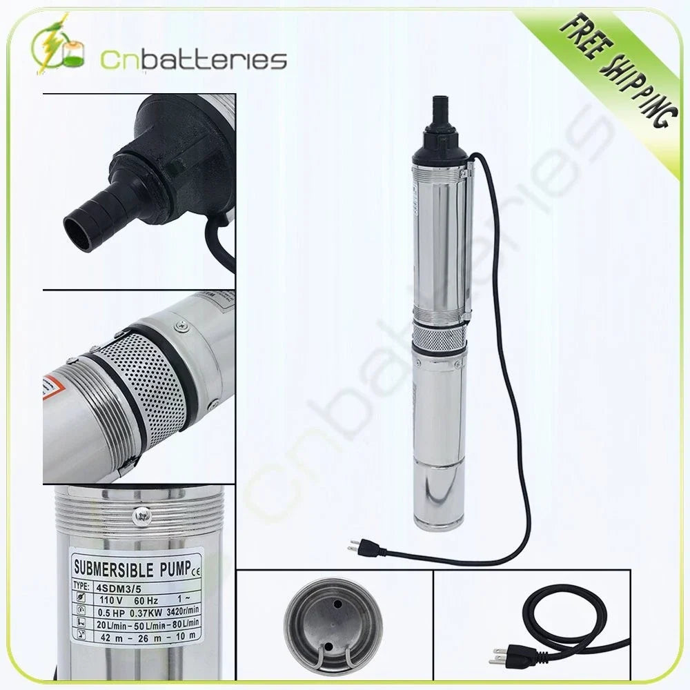 1/2HP Deep Well Water Pump for Submersible Applications (115V)