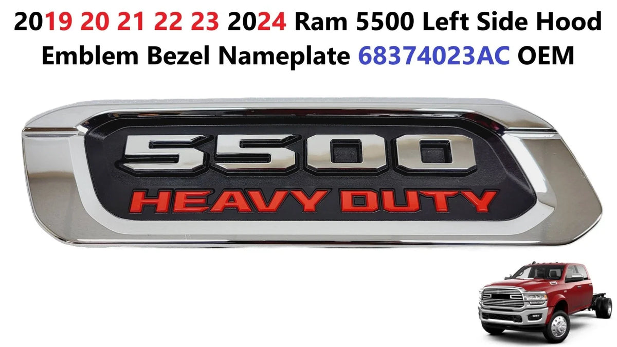 Left Side Hood Emblem Bezel Nameplate for Ram 5500 (2019–2024) 68374023AC