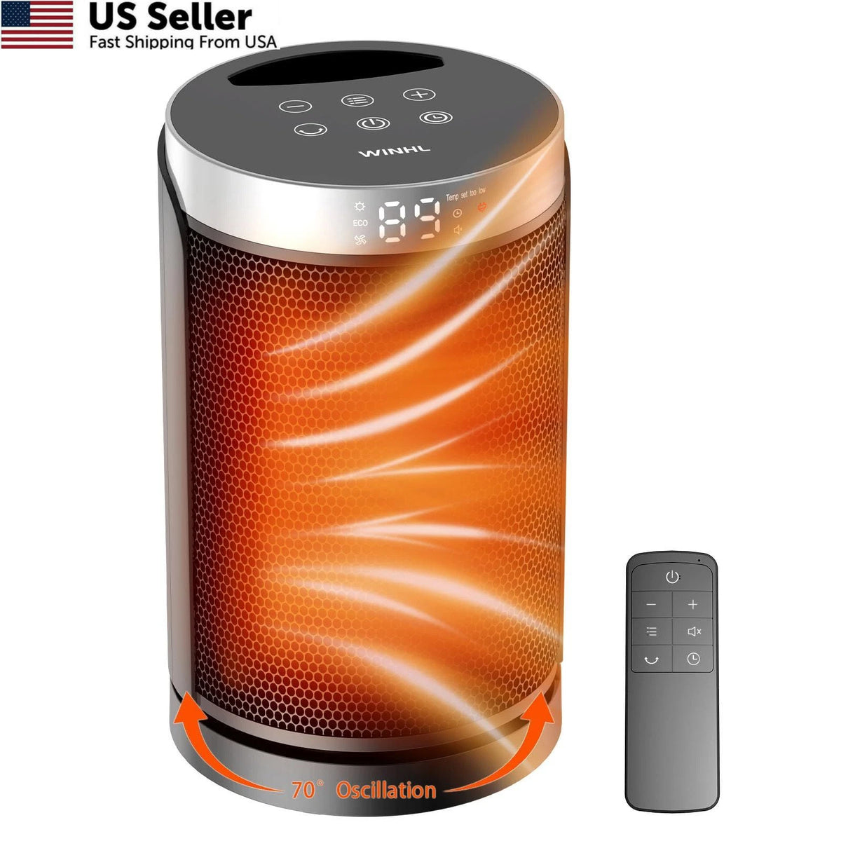 Space Heater for WINHL Small Portable Electric (9.9''/70° Oscillation)