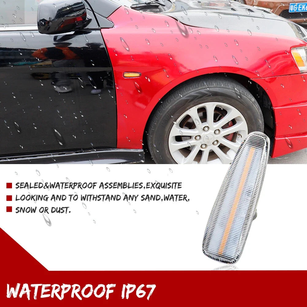 2X Clear Lens LED Side Marker Signal Lamps for Mitsubishi Lancer EVO X (2008–2015)