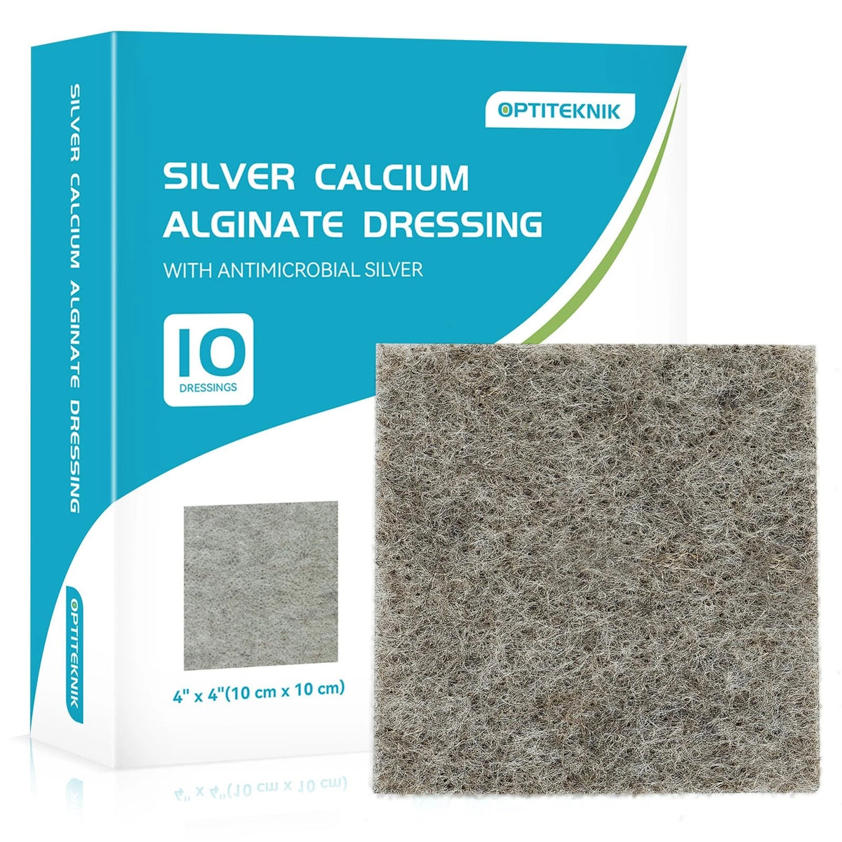 Pack of 10 Ag Silver Calcium Alginate Wound Dressing Pads 4"x4"