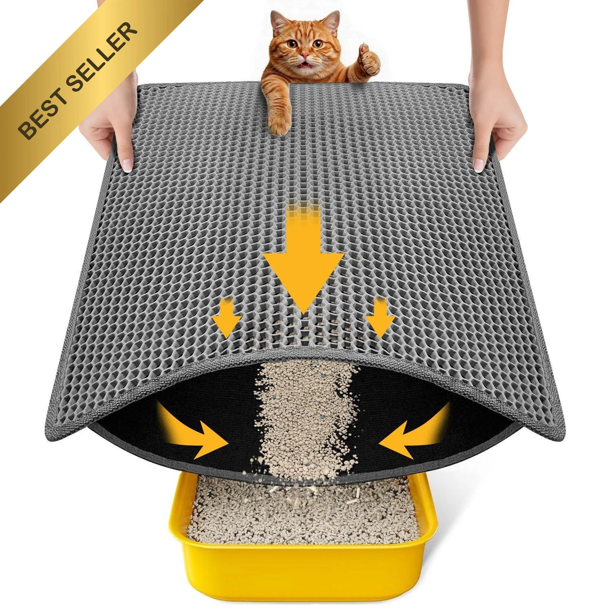 Cat Litter Mat 23.6"x14.6" Waterproof Non Slip Gray
