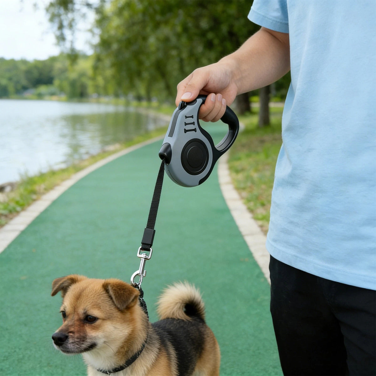 Retractable Dog Leash for Tractor (Telescopic, Pet Tape with Handle)