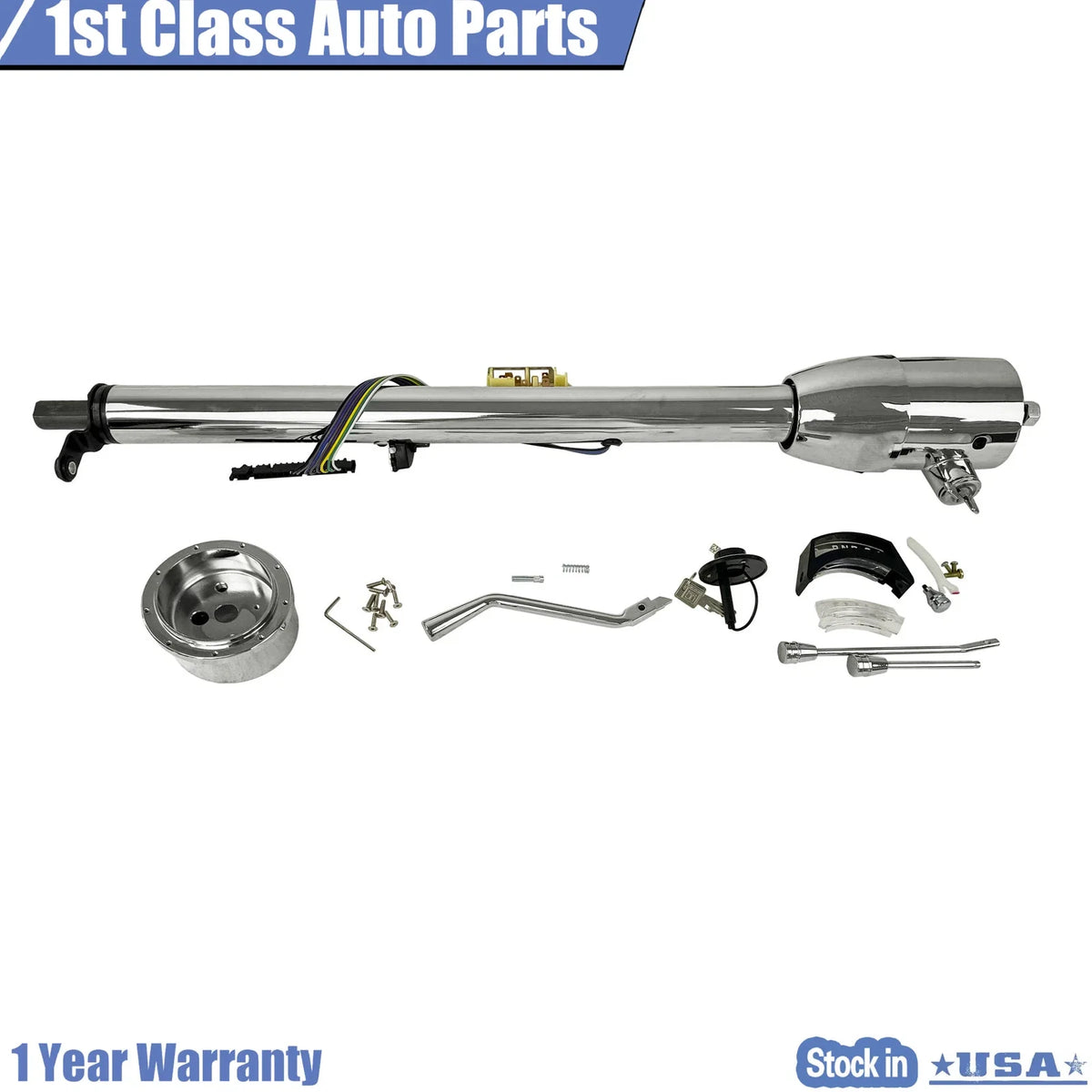 33" Chrome Tilt Steering Column Automatic Shift w/ Key for Chevy Pontiac