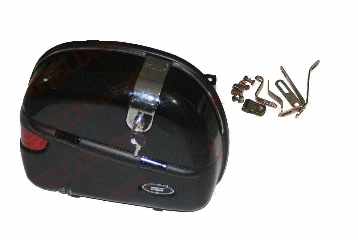 Lockable Universal Black Plastic Rear Pannier Carrier for Motorcycles