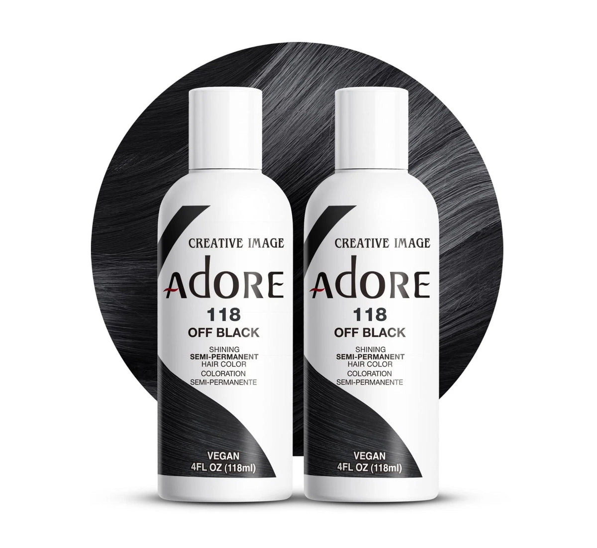 2X Adore Semi Permanent Hair Color 118 Black (Pack of 4 Fl Oz)