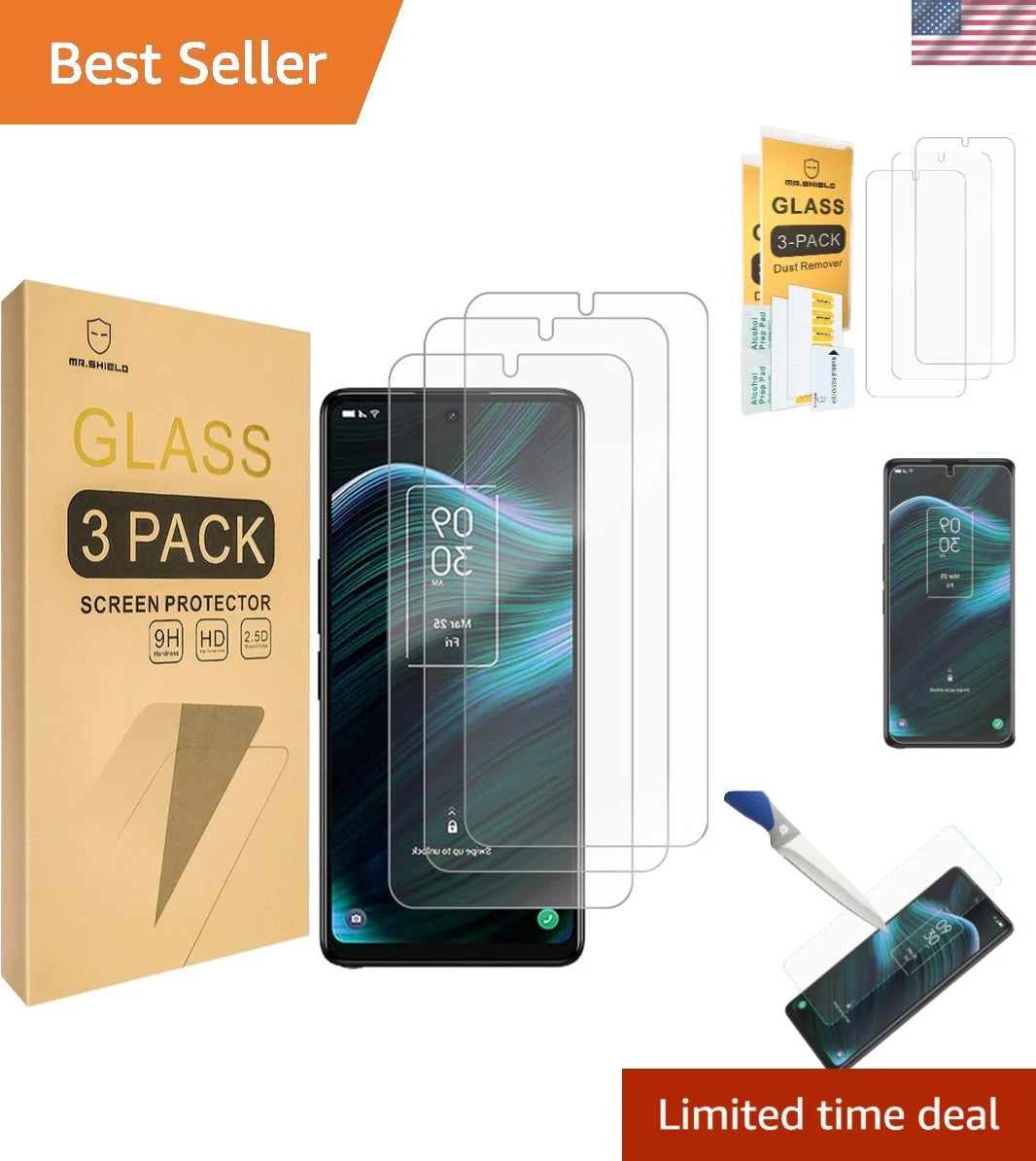 3-Pack Tempered Glass Screen Protectors for TCL Stylus 5G (2022) - 9H Hardness