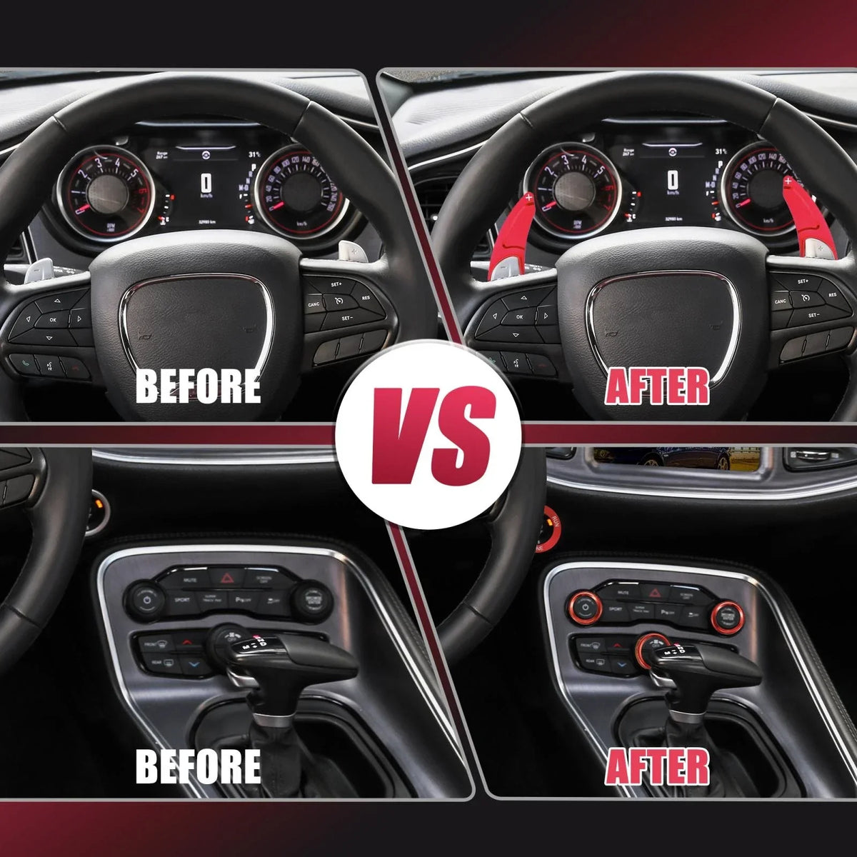 Steering Wheel Shift Paddle Extension Trim Set for Dodge Challenger (2015–2023)