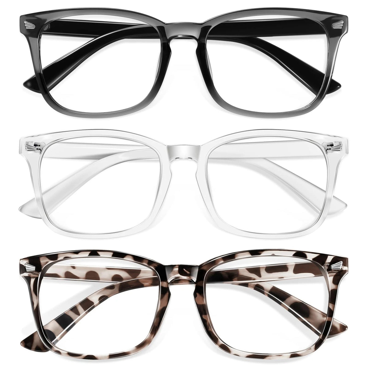 3X Okany Blue Light Glasses for Kids - Grey, Black, Transparent, Leopard