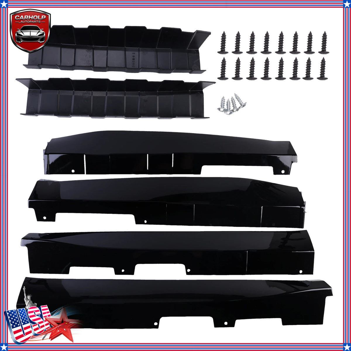 Set of 2 Gloss Black Side Skirt Extensions for Chevy Camaro LT SS RS (2016–2024)