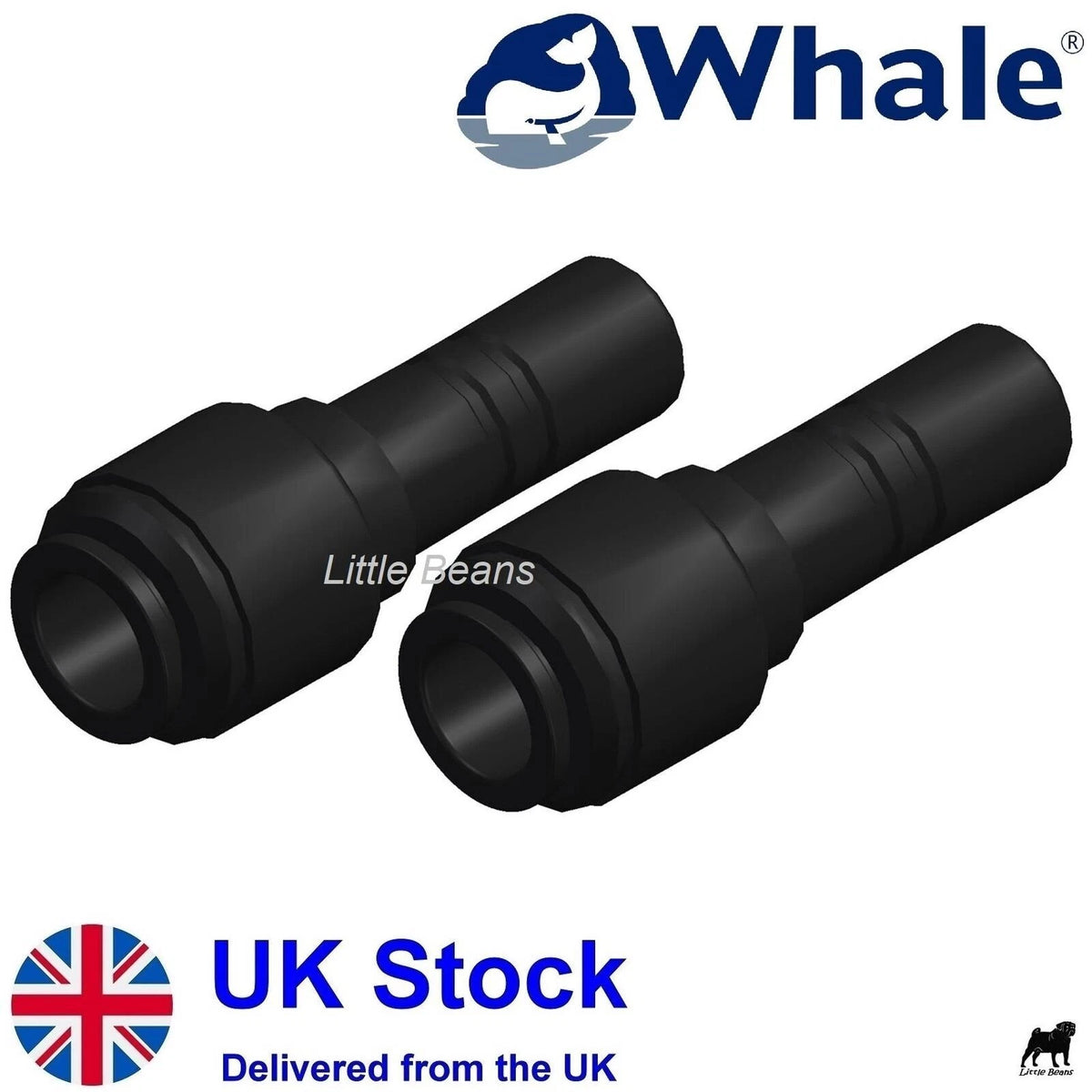 2X WHALE Push Speed Fit Water Pipe Fitting Connector Stem Reducer 12mm-10mm WU1210B