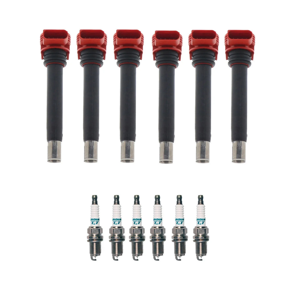 Set of 6 Ignition Coils & Denso Iridium TT Spark Plugs for Audi A6 (2005–2011)