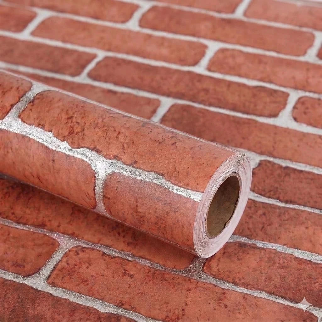 Decorative Wallpaper for Home Interior (17.7" x 118") Red Brick Design
