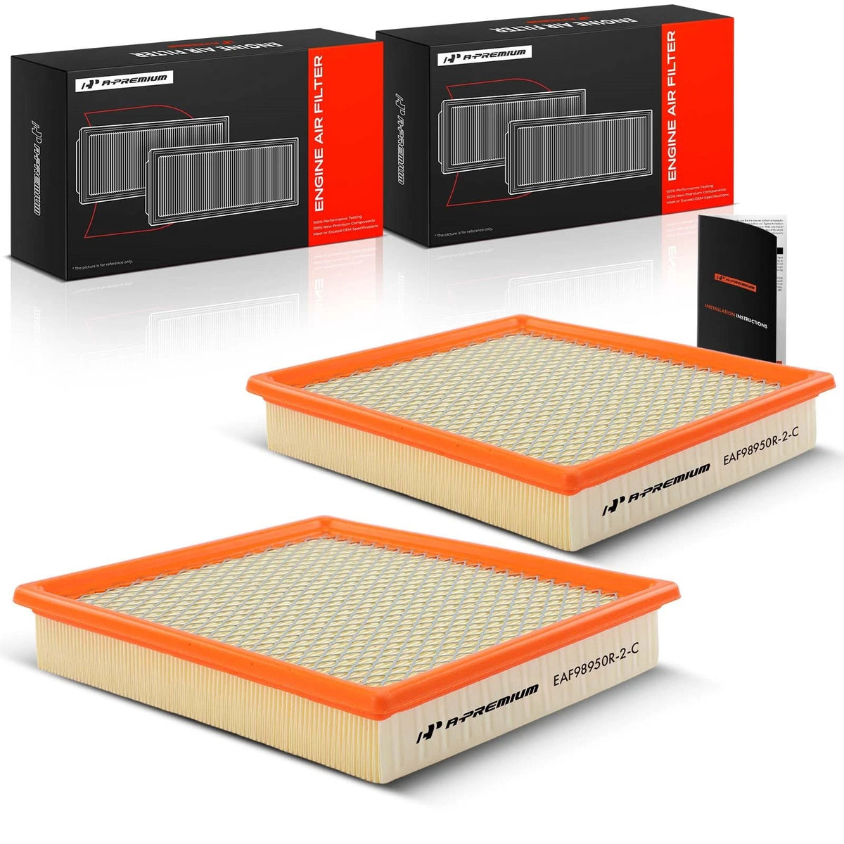 2X Engine Air Filter for Ford Mustang (2005–2010) 4R3Z9601AA, 4R3U9601AB, CA9895