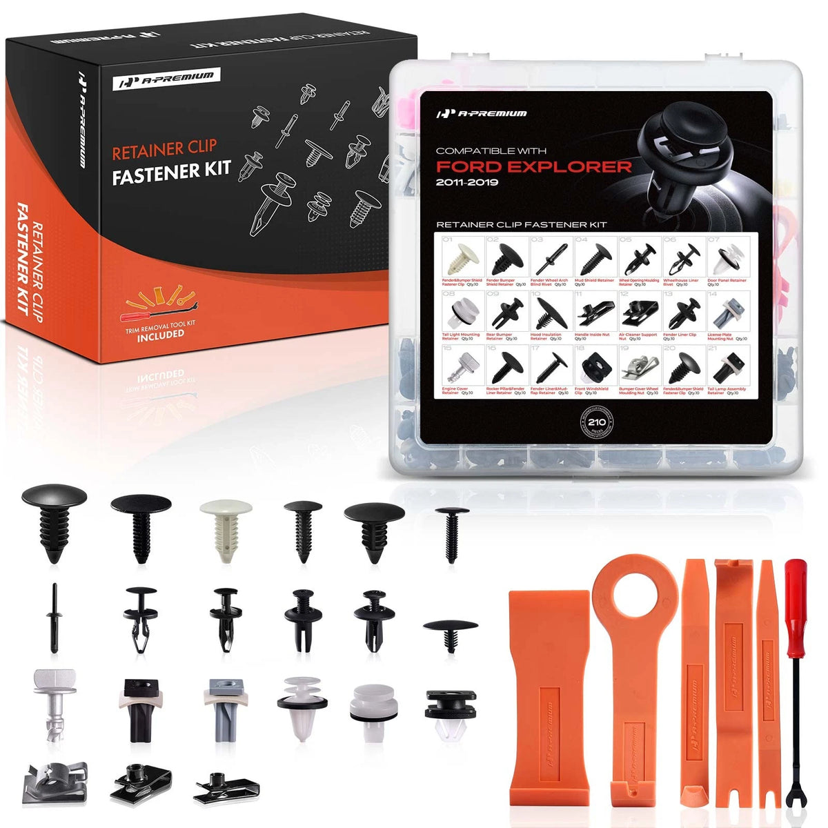 210Pcs Mud Shield Retainer Fastener Kit for Ford Explorer (2011–2019)