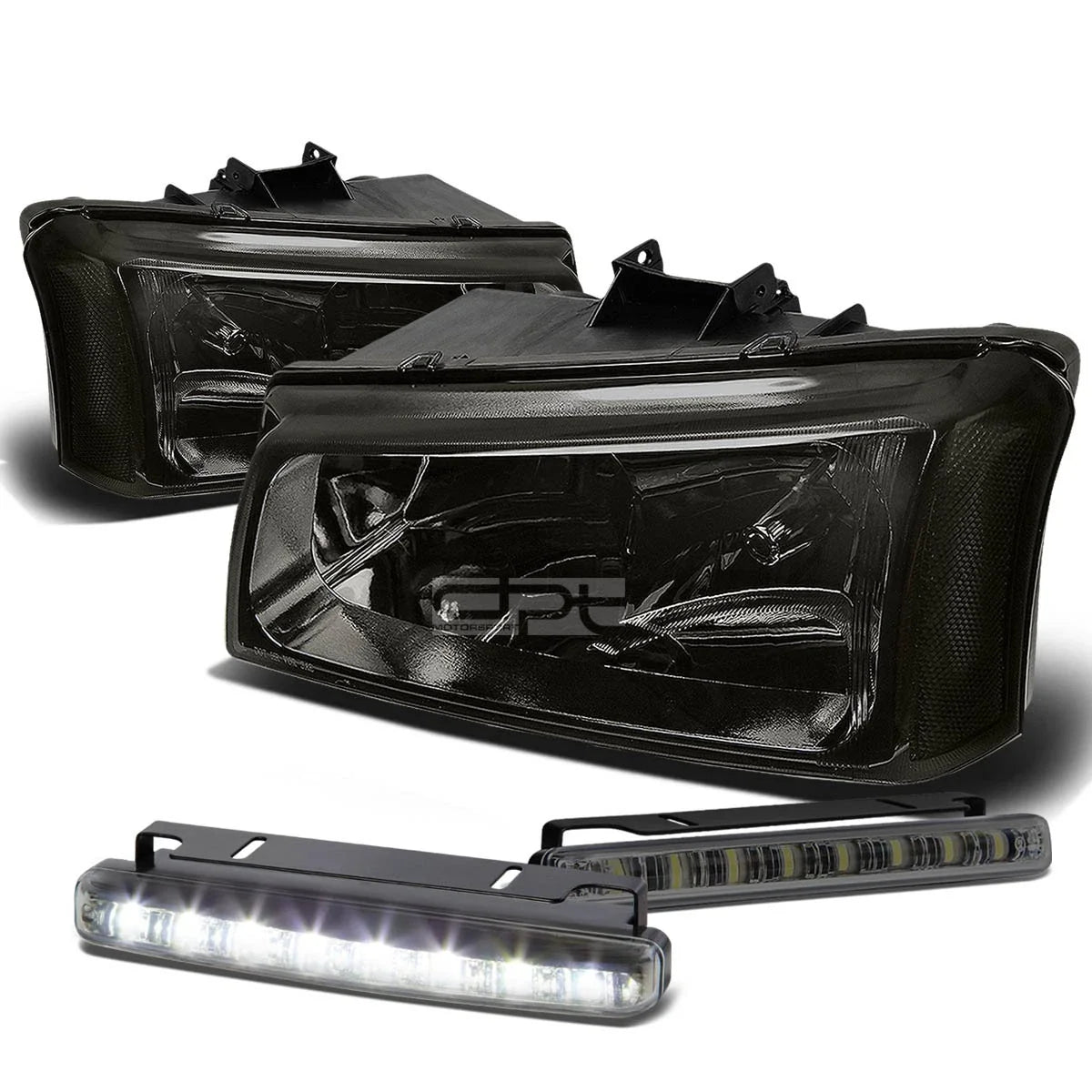 Smoked Crystal Tint Headlight + Clear Corner + LED Fog Light Set for Silverado (2003–2007)