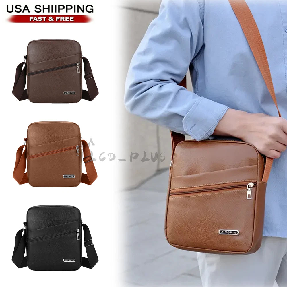 Men's Leather Shoulder Bag Crossbody Sling Briefcase Messenger Bag
