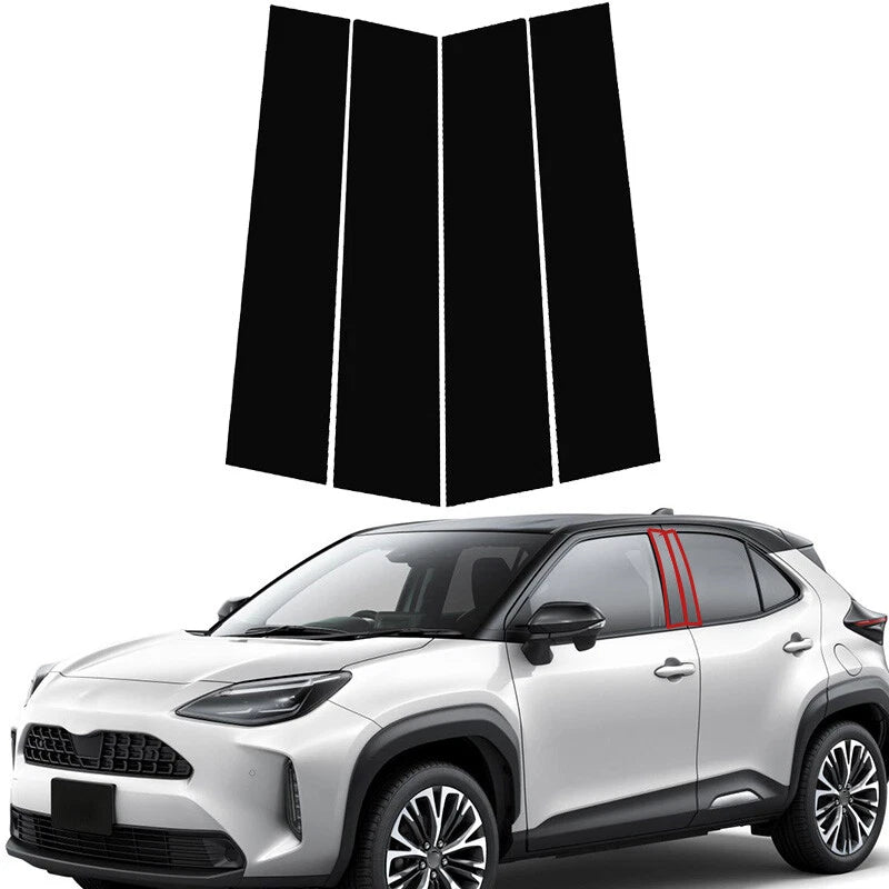Set of 4 Black Pillar Posts Window Covers for Toyota Yaris Cross (2020–2025)