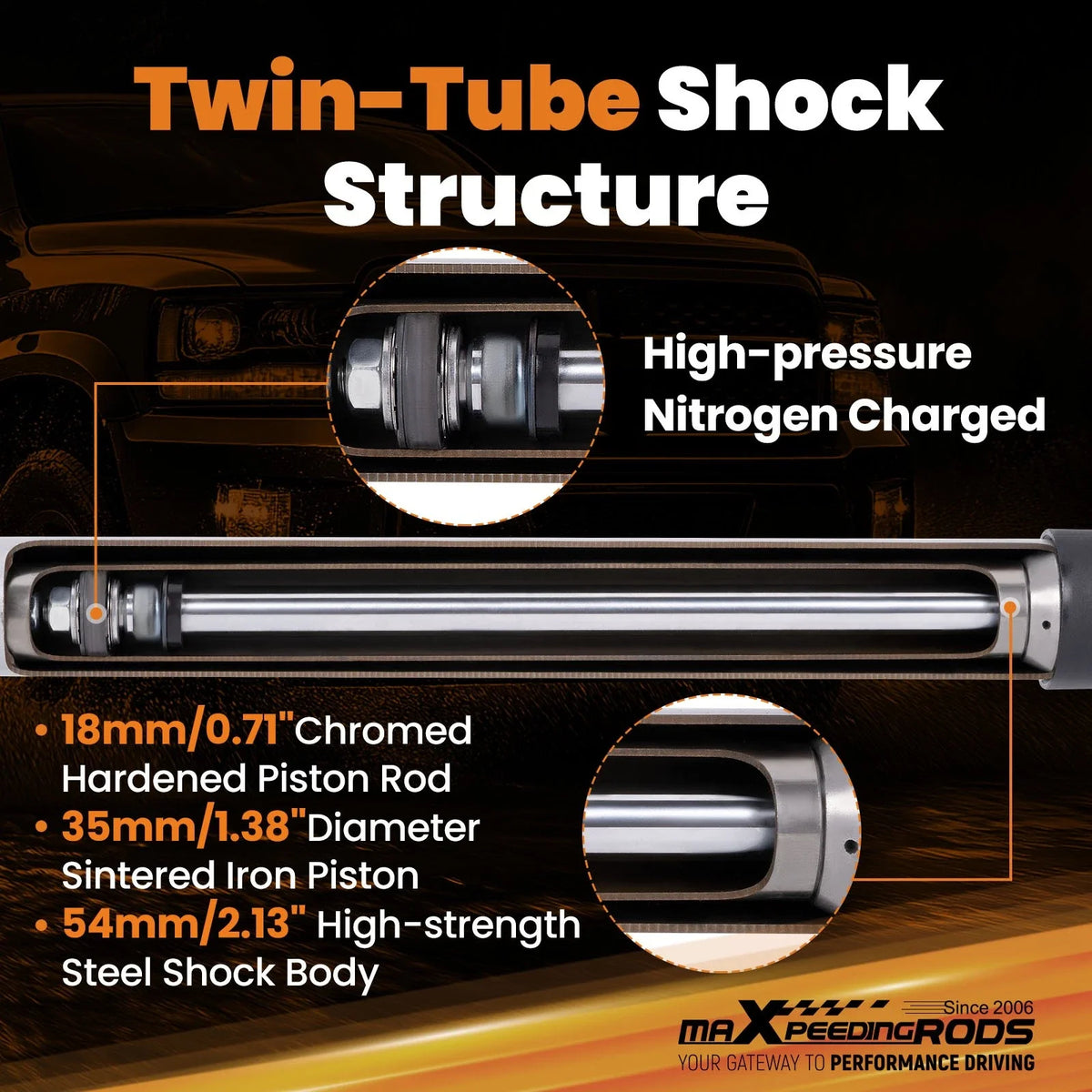 Rear Lift Shock for Chevy Tahoe/Avalanche GMC Yukon XL (2007–2020) 0-2.5"