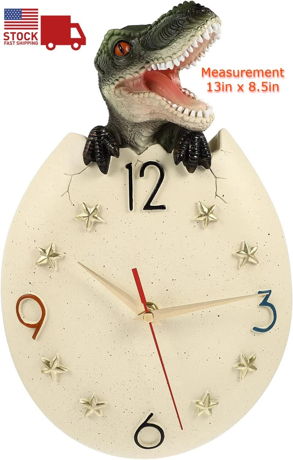 Dinosaur Egg Wall Clock for Kids Room Decor