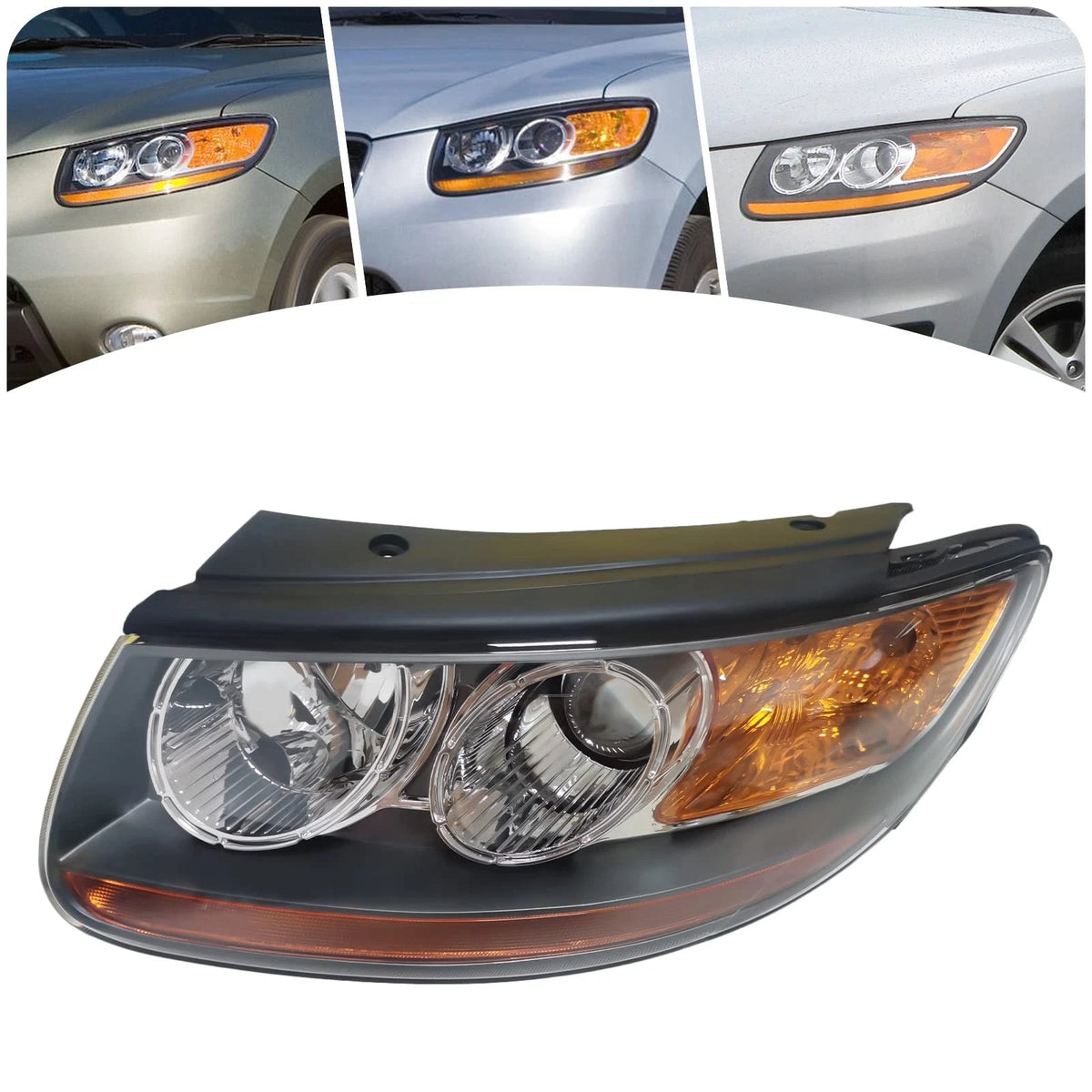 Headlight Lamp Assembly Halogen Left Driver Side for Hyundai Santa Fe (2007–2012) 921010W100 921010W500