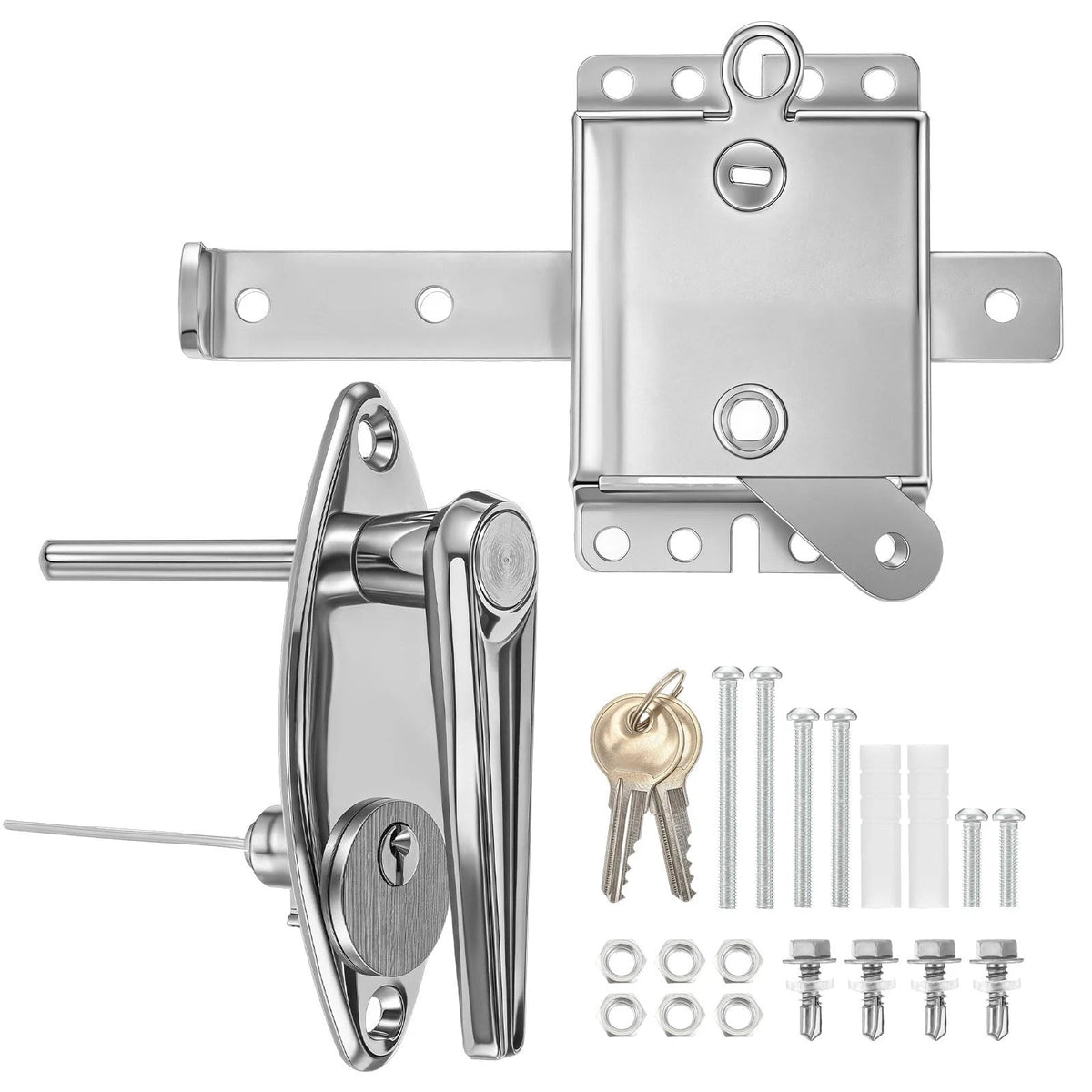 Set of 1 Garage Door Lock Kit Universal L-Handle Lock with Latch Key