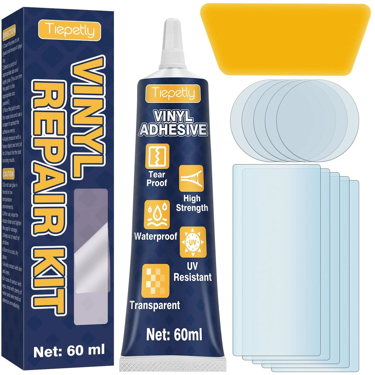 Vinyl Repair Kit for Pool Liner (Transparent, Waterproof)