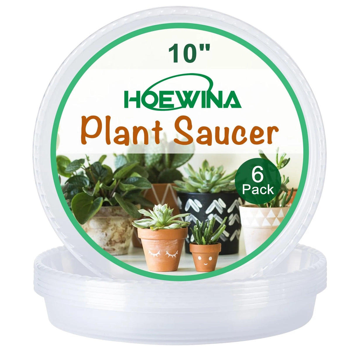 6 Pack 10 Inch Plastic Plant Saucer Trays for Pots