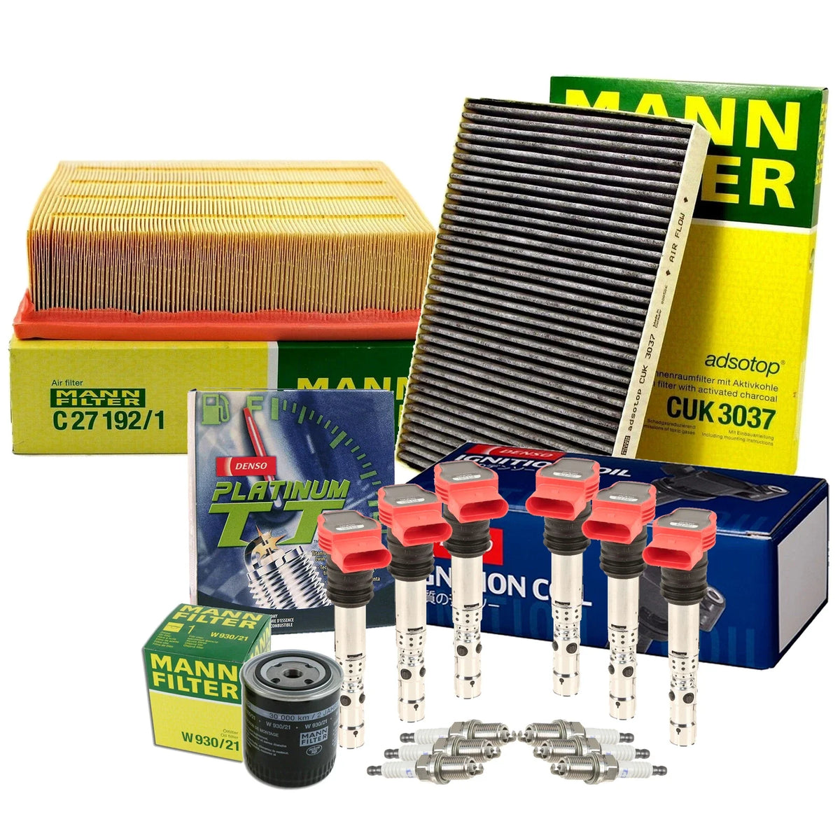 Set of 6 Platinum Spark Plugs & Coils for Audi AVK BGN