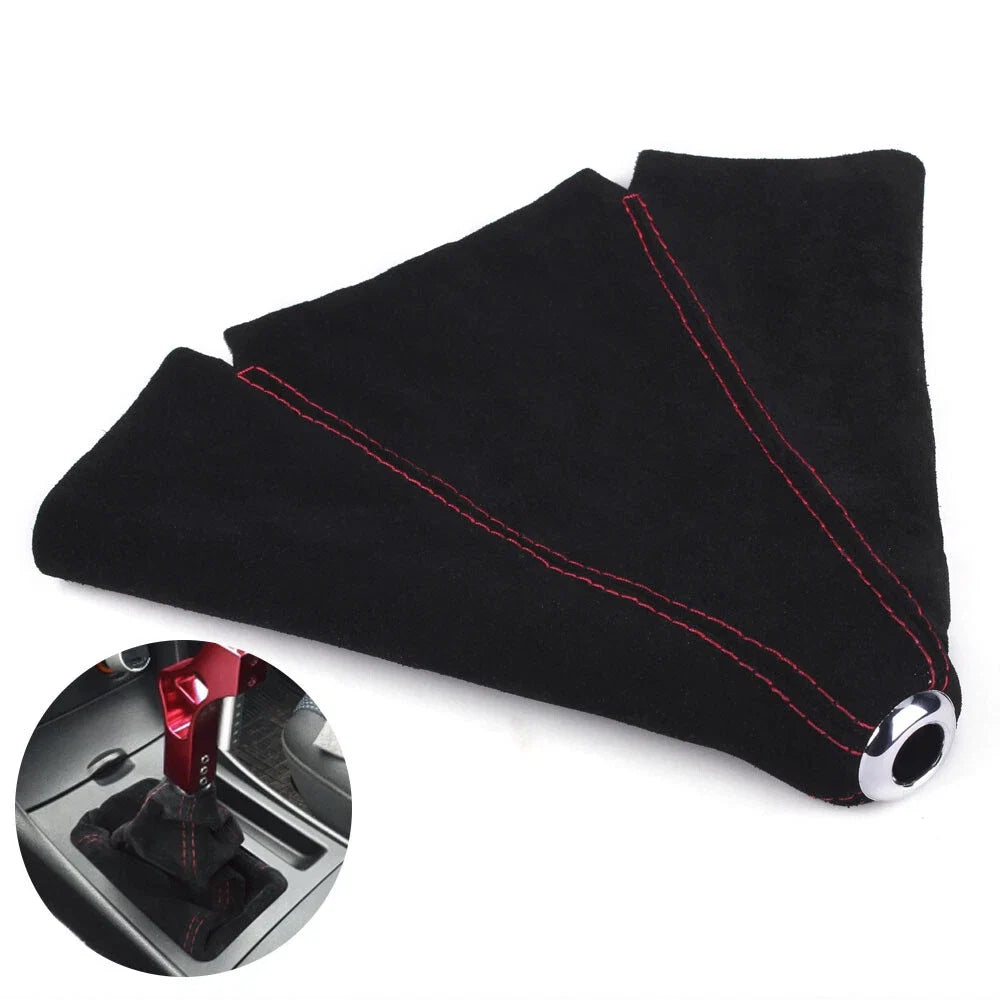 Shift Knob and Boot Cover for - Black with Red Stitches